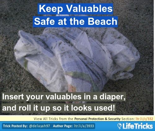 Image result for beach valuable safety hacks