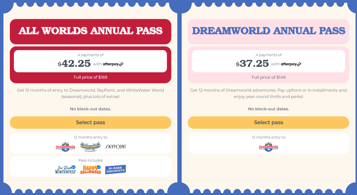 Dreamworld Annual Passes 2026